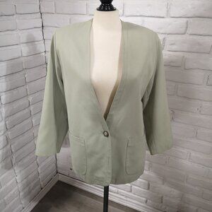 TC Petites Ladies Size 10P Sage Lined Straight Fit Made in Canada Blazer